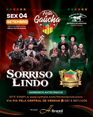 Sorriso Lindo + Marcio Correia dia 04 de setembro na Festa Gaúcha na Estância do Minuano