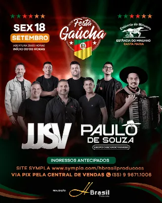 JJSV + Paulo de Souza na Festa Gaúcha dia 18 de setembro na Estância do Minuano