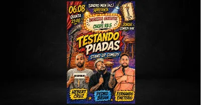 Testando Piadas - INGRESSOS GRATUITOS - Quinta 06 de Agosto às 21:00 - Joker Comedy Bar VV