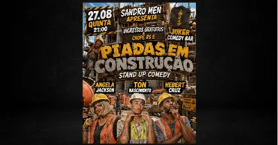 Piadas Em Construção - INGRESSOS GRATUITOS - Quinta 27 de Agosto às 21:00 - Joker Comedy Bar VV